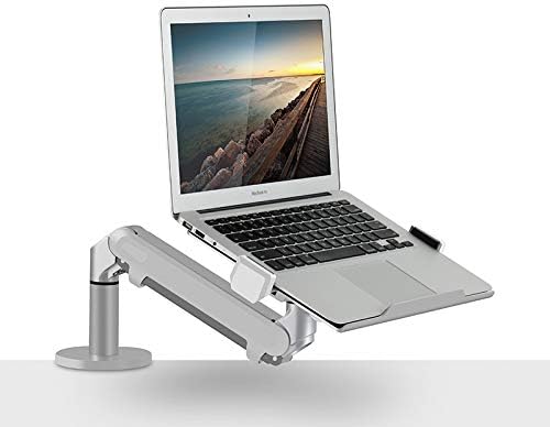 Photo 1 of OZ-1S Aluminum 2 in 1 Mount 12-17 inch Laptop Holder + 17-32 inch Monitor Holder Gas Strut Arm Desktop Support Bracket Load 8kgs (Silver) https://a.co/d/8SPt3Se