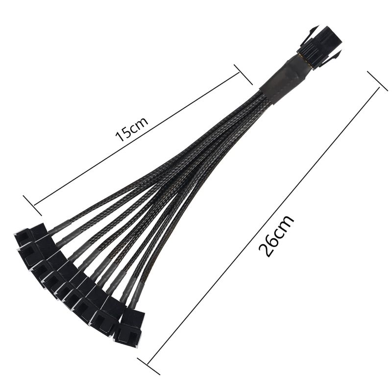 Photo 1 of 2 PACK YAODHAOD Fan Splitter,1 to 9 RGB LED Fan Splitter?PCI E 6 Pin to 9 x 2/3 Pin PWM Extension Cable, Sleeved Braided Y Splitter Extension Power Cable for PC Matherboard, Desktop Computer CPU Fan 