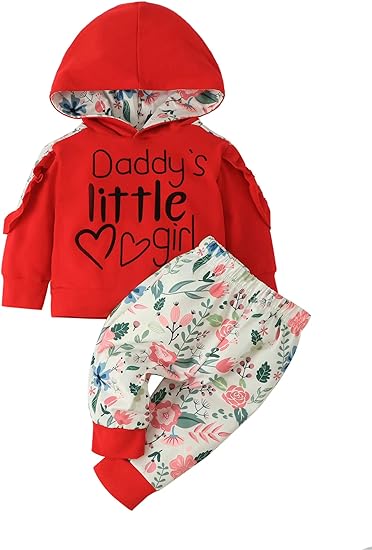 Photo 1 of Baby Girl Clothes Newborn Infant Long Sleeve Hoodie + Floral Pants Set Toddler Girl Outfits 2Pcs