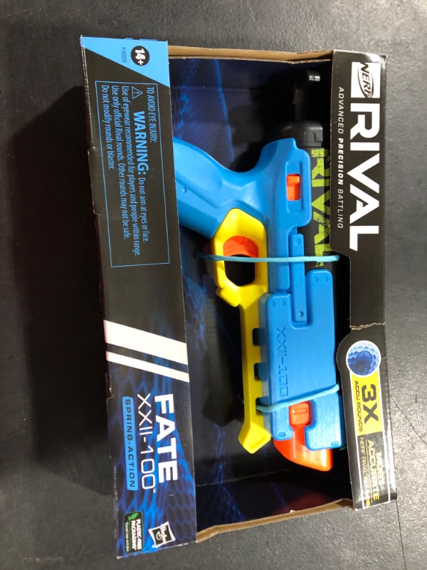Photo 1 of NERF Rival Fate XXII-100 Blaster, Most Accurate Rival System, Adjustable Rear Sight, Breech Load, Includes 3 Rival Accu-Rounds