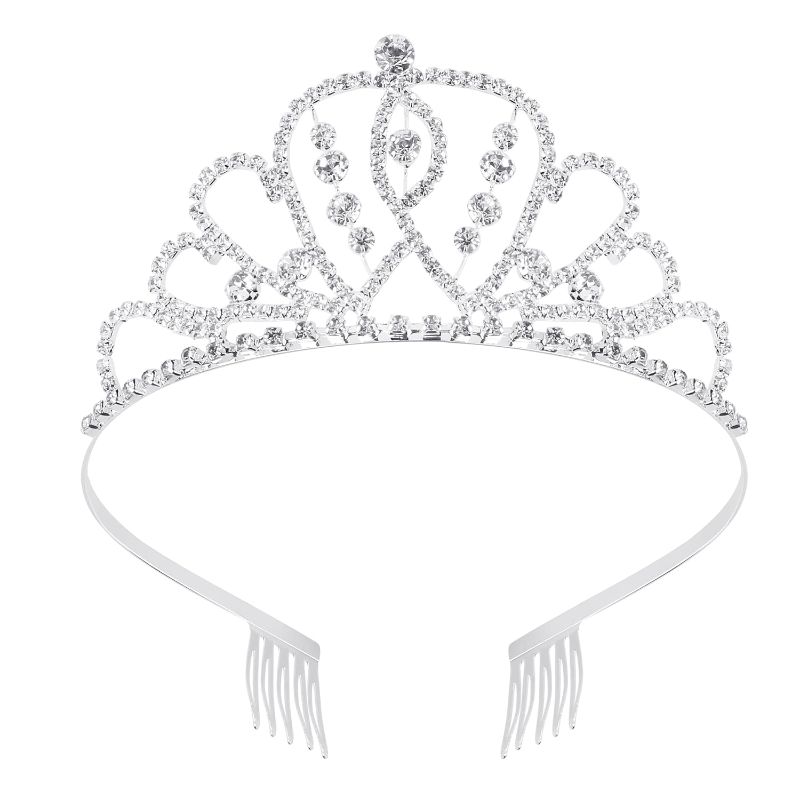 Photo 1 of Bride Hair Accessories Princess Crown Rhinestone Headband Hair Comb for Girls, Gift for Wedding or Party 