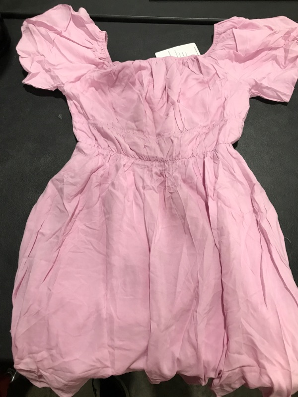 Photo 1 of [Size M] Ladies Bubble Short Sleeve Pink Dress