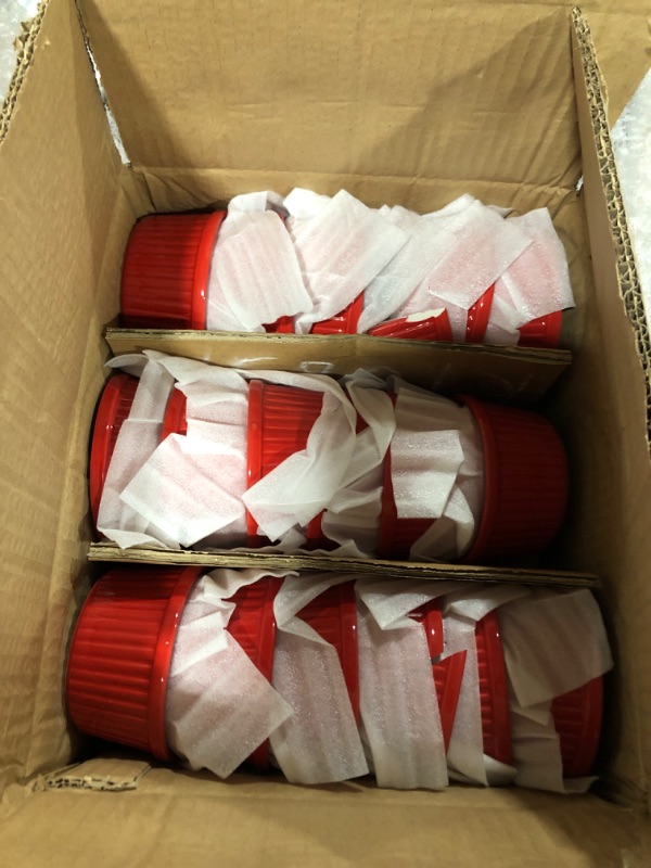 Photo 1 of 18 Pieces 8 Oz Ramekins, Creme Brulee Ramekins Oven Safe, Porcelain Ramekins Set Oven Safe, Souffle Bowls For Baking Souffle Cake Appetizer Custard Pudding Dipping (Red)