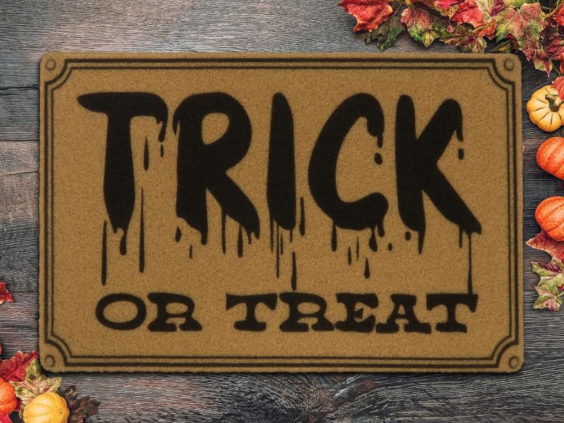 Photo 1 of KIMODE Halloween Decorations Door Mat 30"x17",Halloween Trick or Treat Welcome Mats Outdoor,Coir Door Mat with Non-Slip Backing,Natural Front Doormat Outdoor Entrance for Fall Porch Decor/Entryway 