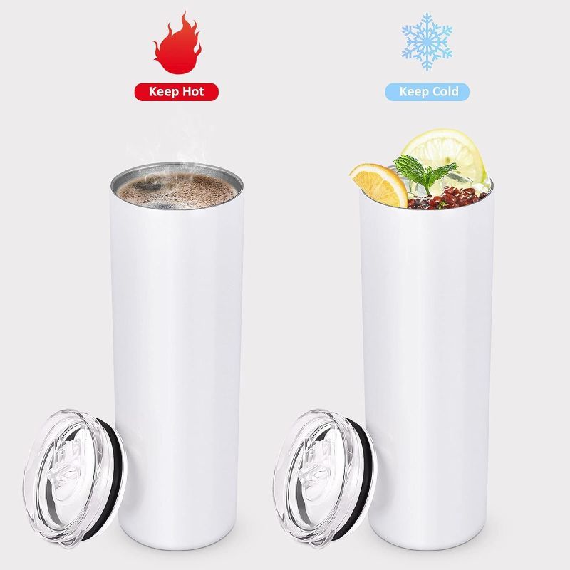 Photo 1 of Skinny Travel Tumbler, Stainless Steel Skinny Tumbler, Double Wall Insulated Tumbler with Lid and Straw, 20 Oz Slim Water Tumbler Cup, Vacuum Tumbler Travel
