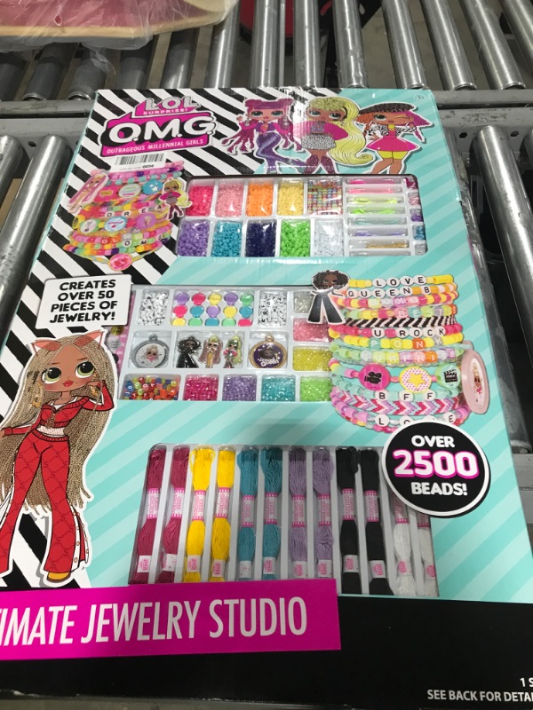 Photo 3 of L.O.L. Surprise! O.M.G. Double Feature Ultimate Jewelry Studio, Over 2500 Beads, Create 50+ Pieces of Jewelry Doll Charms, Alphabet Beads & Stickers, Bead Kit for Kids Ages 6, 7, 8, 9 LOL OMG Ultimate