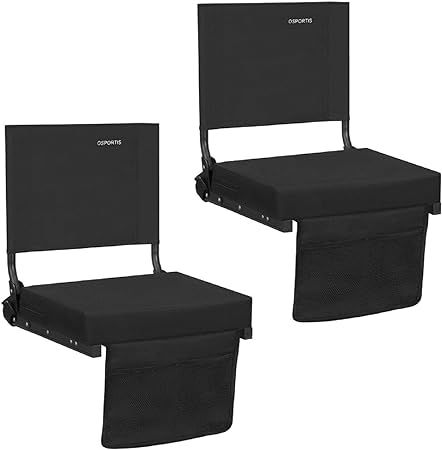 Photo 1 of ADVENOR Portable Stadium Seat with Back Support for Bleacher -2 Pack, Adjustable 6 Reclining Position, 2 Pockets Thick Padded Cushion Ideal for Basketball Soccer Sport Events