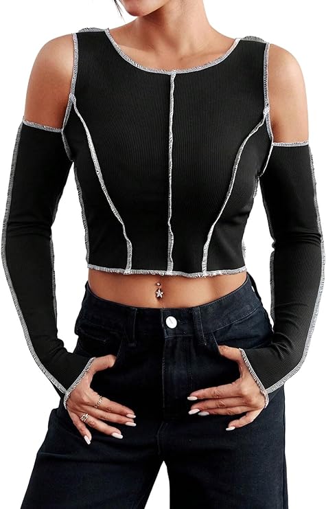 Photo 1 of [Size M] QegarTop Cute Tops for Women Trendy Going Out Sexy Long Sleeve Ribbed Cute Tube Top