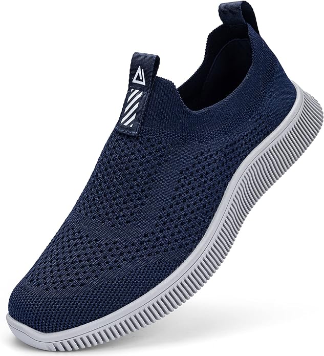 Photo 1 of [Size 13] Sosenfer Mens Slip On Sneakers Lightweight Breathable Non Slip Mesh Fashion Athletic Walking Shoes for Gym Casual Shoes- Navy