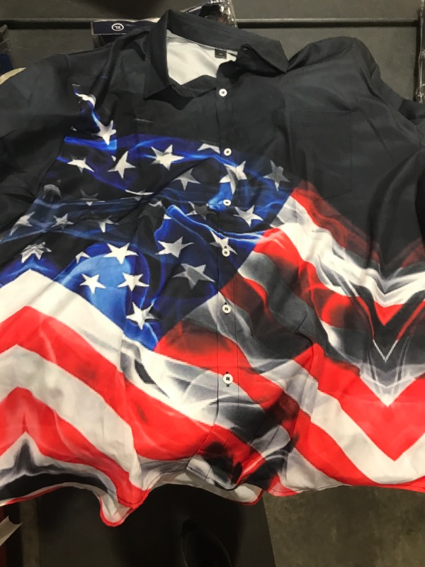 Photo 2 of [Size XL] American Flag Button Down Tee Shirt