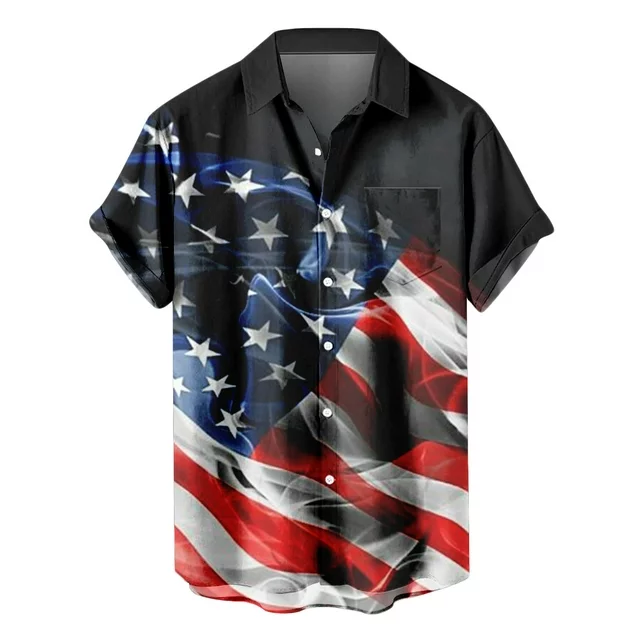 Photo 1 of [Size XL] American Flag Button Down Tee Shirt