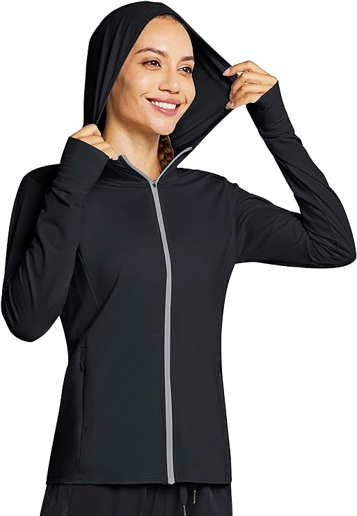 Photo 1 of [Size S] MASKERT Women's UPF 50+ Sun Protection Hoodie Jacket Full Zip Long Sleeve Shirt with Pockets Hiking Outdoor Performance 