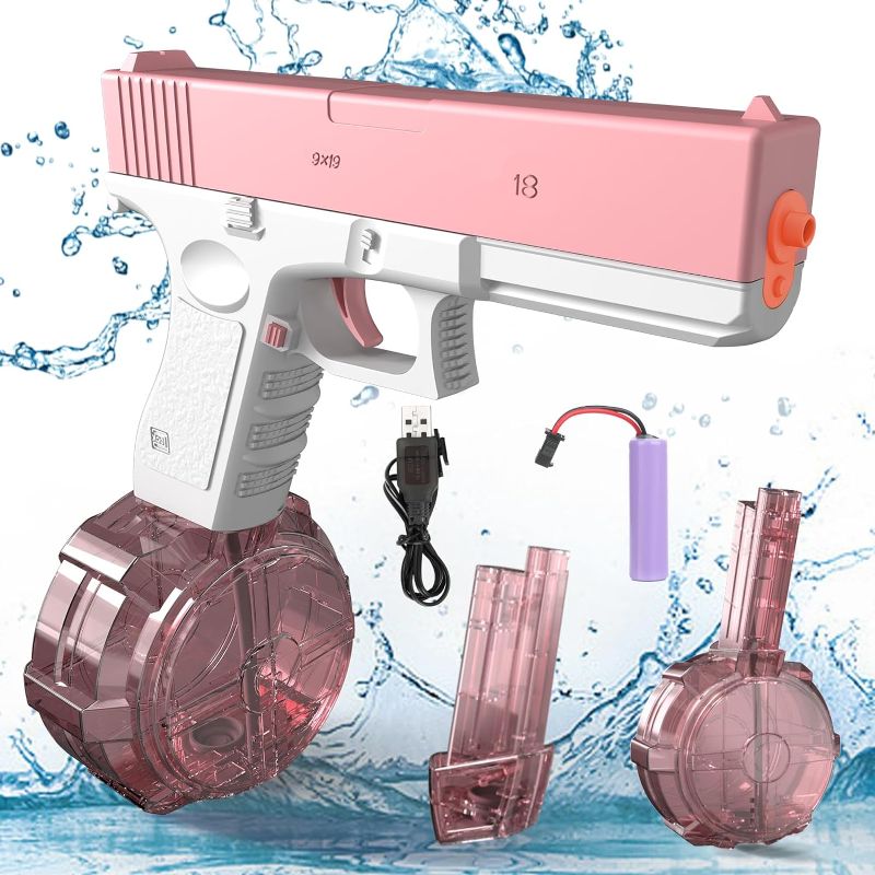 Photo 1 of 2023 Electric Water Gun & Squirt Guns 450+60cc for Endless Fun, Perfect Birthday Summer Outdoor Gift for Kids and Adults in Summer Parties, Swimming Pool Battles, and Outdoor Adventures (Pink Drum)
