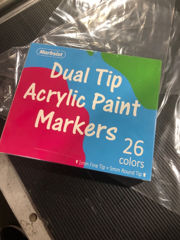 Photo 2 of MARKSIST 26 Colors Acrylic Paint Markers, Dual Tips Acrylic Paint Pens - 1mm Extra Fine Tip & 5mm Medium Tip, Non-toxic Acrylic Marker Pens for Rock, Wood, Paper, Canvas, Arts and Crafts