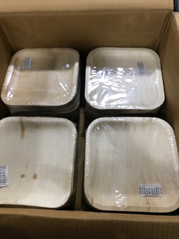 Photo 2 of ECO SOUL 100% Compostable 8 Inch Square Palm Leaf Plates [200-Pack] I Premium Disposable Plates Set I Heavy Duty Eco-Friendly Bamboo Plates Disposable I Square Disposable Plates 200 8" Square Plates