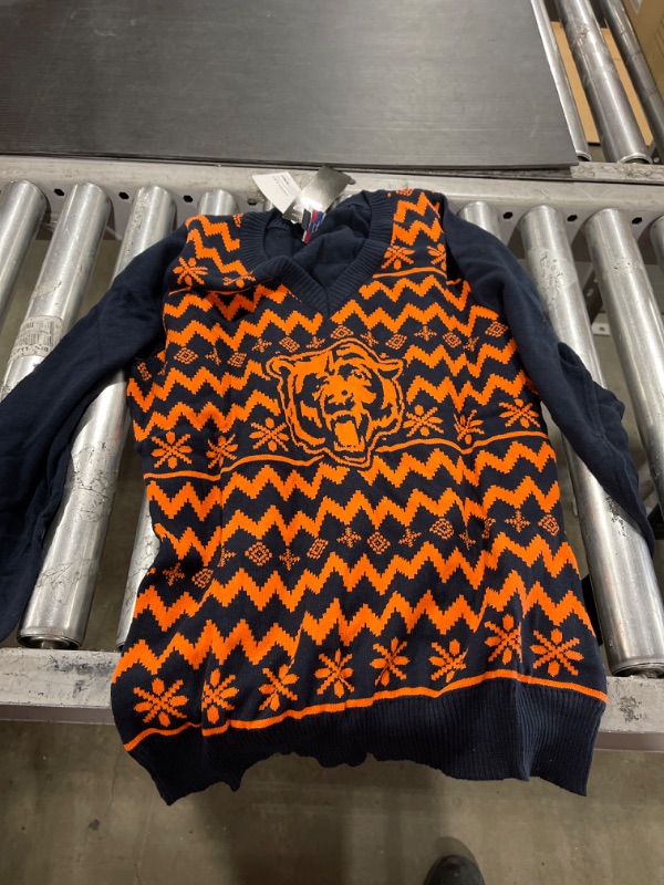 Photo 2 of FOCO Women's NFL Team Logo Ugly Holiday V-Neck Sweater Chicago Bears 9-210 Team Color