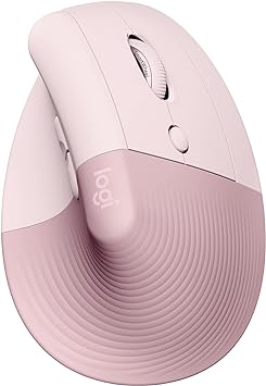 Photo 1 of Logitech Lift Vertical Ergonomic Mouse, Wireless, Bluetooth or Logi Bolt USB receiver, Quiet clicks, 4 buttons, compatible with Windows/macOS/iPadOS, Laptop, PC - Rose 