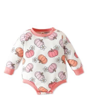 Photo 2 of AMAWMW Newborn Baby Girl Boy Halloween Outfit Pumpkin Romper Sweatshirt Neutral Unisex Halloween Stuff Gifts Clothes