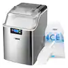 Photo 1 of 9.4 in. 44 lbs. Electric Chewable Nugget Cube Portable Ice Maker in Silver with Hand Scoop and 10 Ice Bags