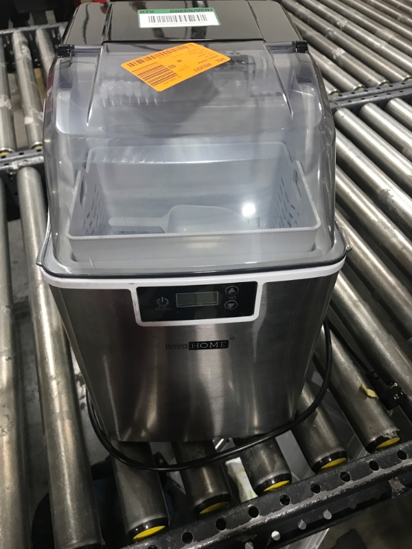 Photo 2 of 9.4 in. 44 lbs. Electric Chewable Nugget Cube Portable Ice Maker in Silver with Hand Scoop and 10 Ice Bags