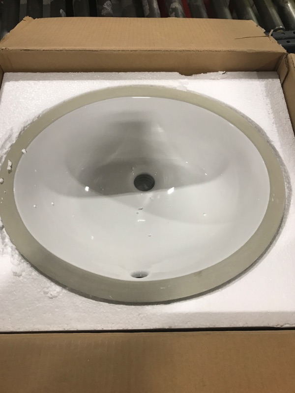 Photo 2 of 17-1/2 in. x 14-1/4 in. Oval Undermount Vitreous Glazed Ceramic Lavatory Vanity Bathroom Sink Pure White