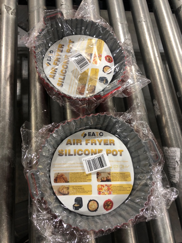 Photo 1 of 2pk of Air Fryer Silicone Liners Set of 2 Air Fryer Liners Pot Reusable Silicone Liners for Cooking, Baking, Oven Safe Replacement of Flammable Parchment Liner paper Grey+Red 
