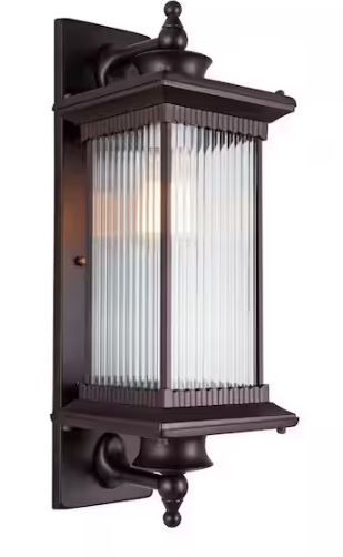 Photo 1 of 1-Light Brown Outdoor Waterproof Wall Sconce with Glass Shade
