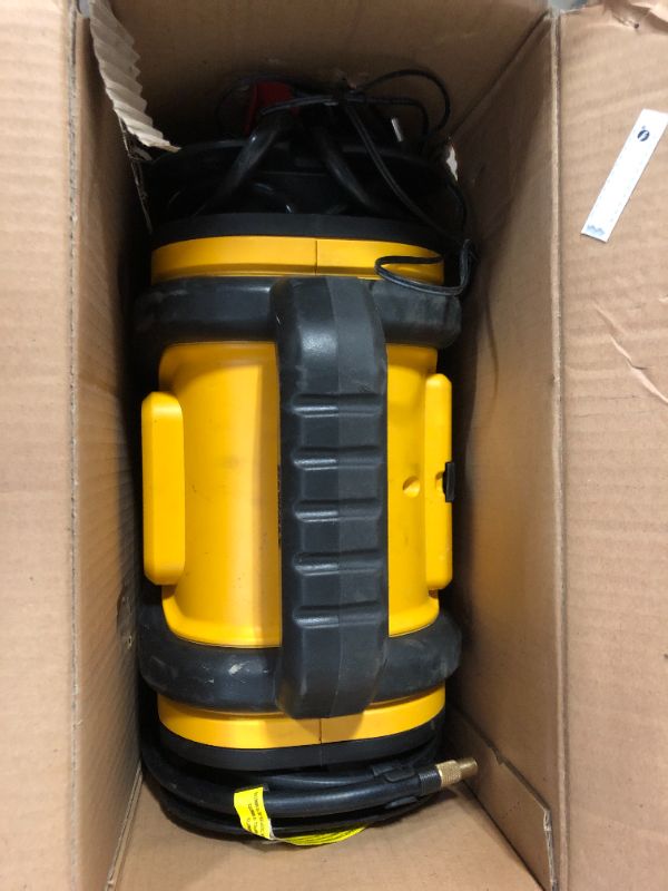 Photo 2 of DEWALT DXAEPS14 1600 Peak Battery Amp 12V Automotive Jump Starter/Power Station with 500 Watt AC Power Inverter, 120 PSI Digital Compressor, and USB Power , Yellow