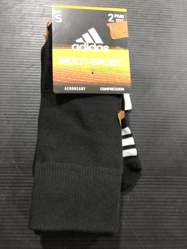 Photo 2 of Adidas Unisex Rivalry Field OTC Socks (2-Pair), Black/ White, Small
