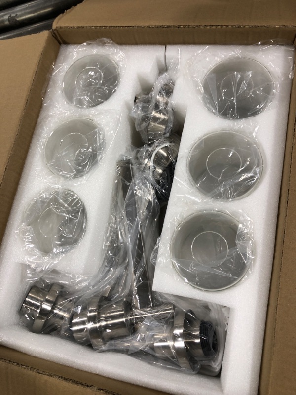 Photo 1 of Seilisy 6 Lights Brushed Nickel Chandelier Pendant Light, Farmhouse Contemporary Modern Industrial Ceiling Hanging Lighting Fixture with Glass Shade for Dining Room Kitchen Island Living Foyer Hallway Brushed Nickel (6 Lights)