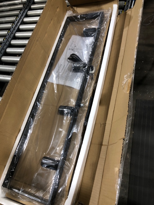 Photo 1 of Dining Room Light Fixture Farmhouse Pendant Lights Kitchen Island Rustic Kitchen Light Fixtures 4 Lights Wood and Black Metal Rectangular Chandelier Ceiling Hanging Lighting 35.4" 4 Light Matte Black + Walnut Grain