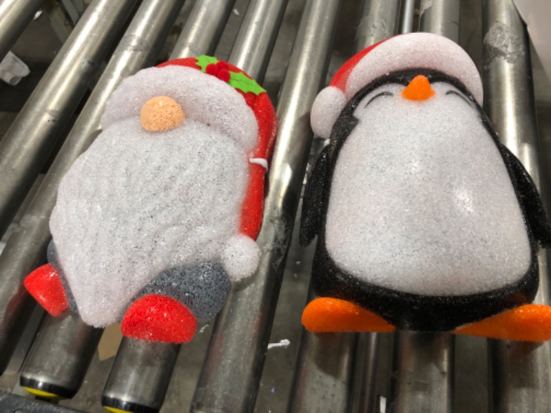 Photo 2 of 2 Pieces Christmas Cute Porch Light Cover Christmas Outdoor Decoration Flexible Weather-Resistant Light Cover for Porch Light and Garage Lights (Penguin, Gnome) Penguin, Gnome 2