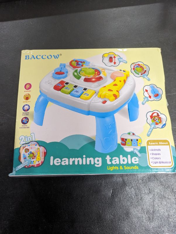 Photo 2 of BACCOW Baby Toys 6 to 12-18 Months Musical Educational Learning Activity Table Center Toys for Toddlers Infants Kids 1 2 3 Year Olds Boys Girls Gifts Size 9.7 x 8.7 x 7.1 Inches