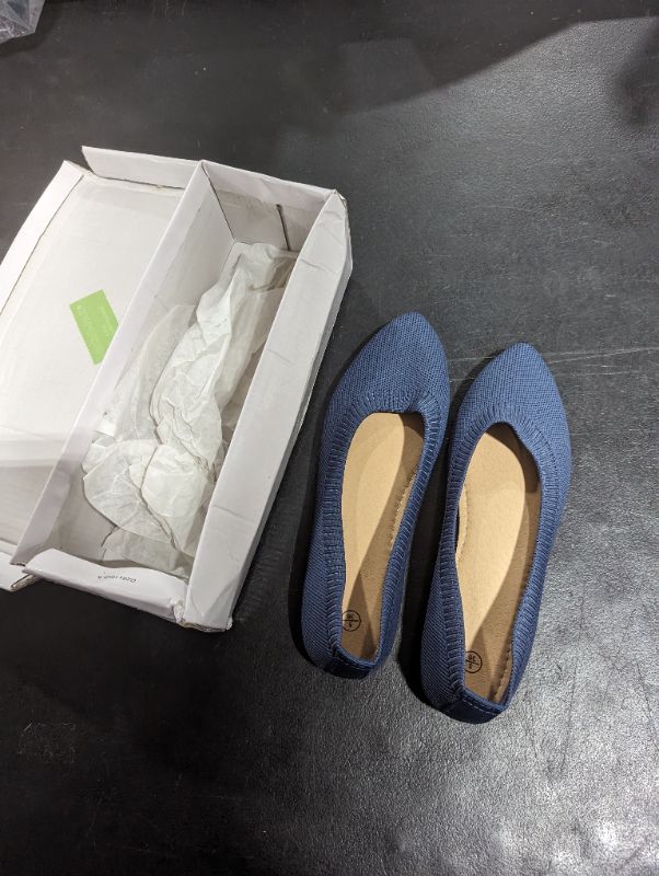 Photo 1 of Shupua Women's Flats Black Flats Shoes Pointed Toe Ballet Flats Comfortable Bow Girls Flats Dressy US size 5 color navy blue