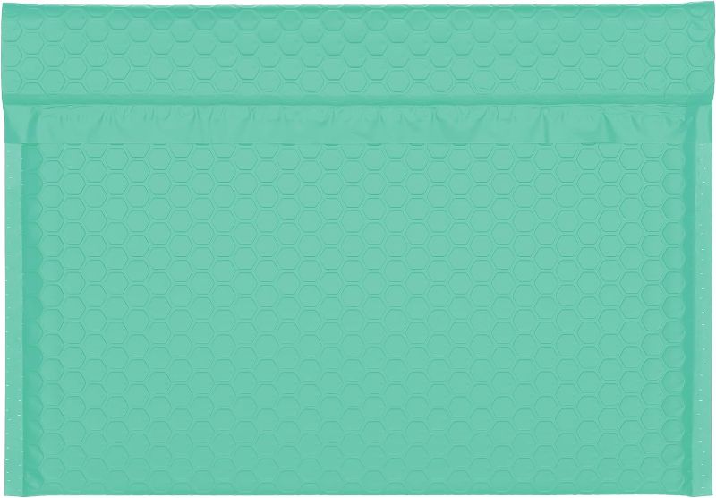 Photo 2 of DGSLTENV 12x9" Side-Opening Teal Hexagon Bubble Mailers (25-Pack)