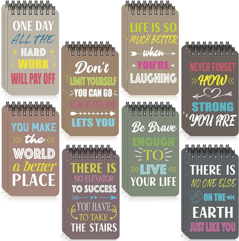 Photo 1 of Patelai 24 Pcs Inspirational Notepads Mini Top Spiral Journal Notebook 3 x 5 Inch Small Pocket Notebooks with Lined Pages Aesthetic Bible Motivational Memo Pads for Office School (Motivational)