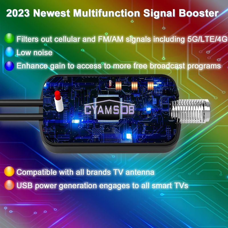 Photo 4 of Cyamsob Upgraded TV Antenna for Smart tv Long Range, Antenna TV Digital HD Indoor Supportn8K 4K 1080P Fire tv Stick and All Smart and All Older TV's