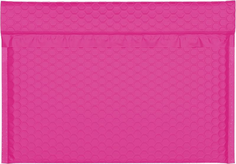 Photo 1 of DGSLTENV 12x9" Side-Opening Pink Hexagon Bubble Mailers (25-Pack)