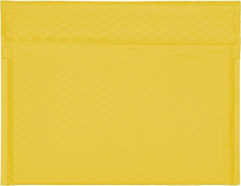 Photo 1 of DGSLTENV 13x10" Side-Opening Yellow Hexagon Bubble Mailers (25-Pack)