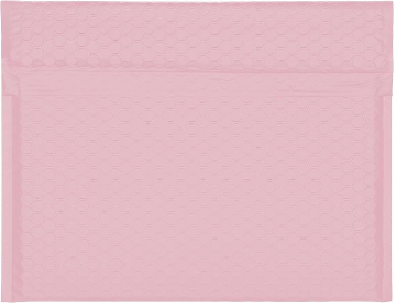 Photo 1 of DGSLTENV 13x10" Side-Opening Light Pink Hexagon Bubble Mailers (25-Pack)