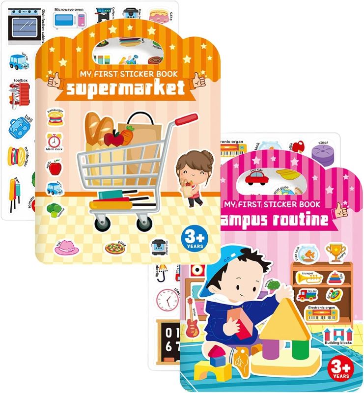 Photo 1 of Portable Jelly Stickers Book for Kids, Reusable Stickers Book for Toddlers, Preschool Learning Activities Learning & Education Toys, Travel Toys (Campus Supermarket)