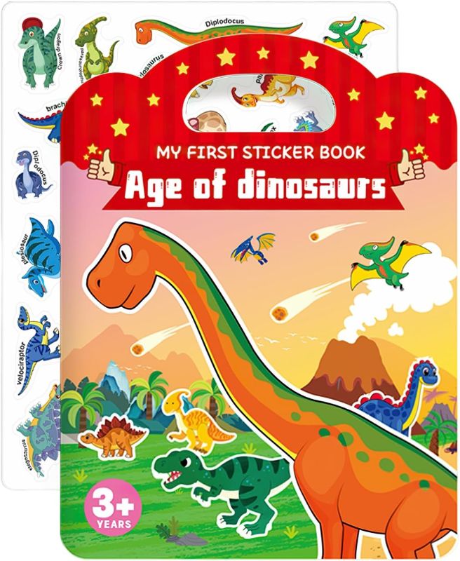 Photo 1 of Portable Jelly Stickers Book for Kids, Reusable Stickers Book for Toddlers, Preschool Learning Activities Learning & Education Toys, Travel Toys (Dinosaur)