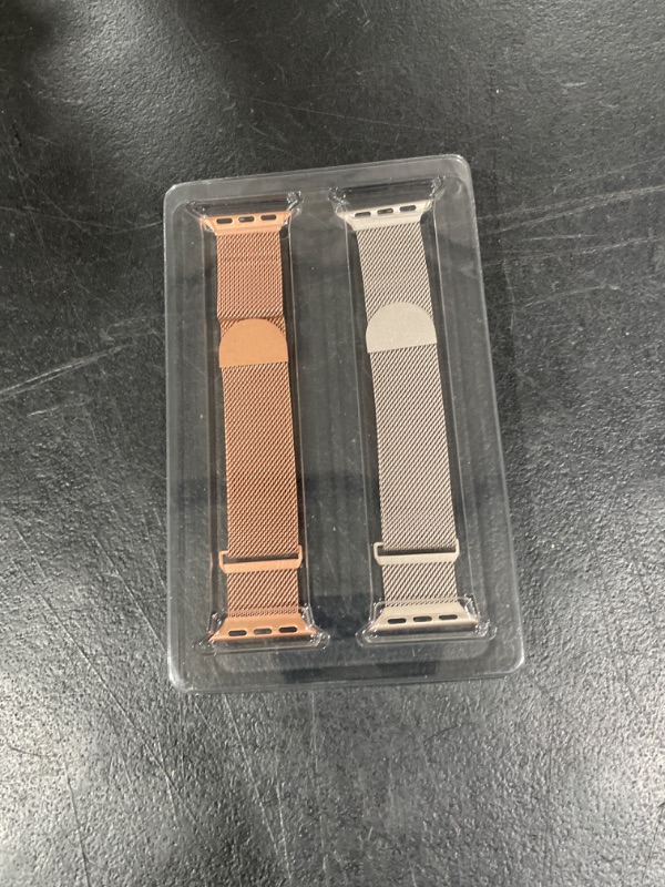 Photo 2 of OUHENG 2 Pack Metal Magnetic Bands Compatible with Apple Watch Band 41mm 40mm 38mm Women Men, Stainless Steel Mesh Loop Replacement Strap for iWatch SE Series 9 8 7 6 5 4 3 2 1, Starlight/Rose Gold Starlight/Rose Gold 41mm/40mm/38mm