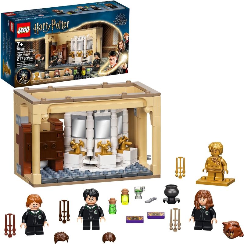 Photo 1 of LEGO Harry Potter Hogwarts: Polyjuice Potion Mistake 76386 Moaning Myrtle's Bathroom with Ron Weasley and Hermione Grainger Minifigures, Gift Idea for Grandchildren with Golden Harry Potter Minifigure