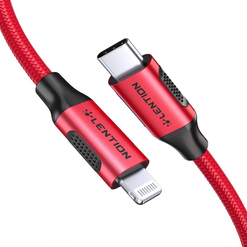 Photo 2 of LENTION USB C to Lightning iPhone Cable MFi Certified Type C Fast Charging Cord 3.3ft, Nylon Braided Charger Cable Compatible iPhone 13/12/11/Mini/Pro/Max/X/XS/XR/8/SE,iPad Air/Pro/Mini (Red)