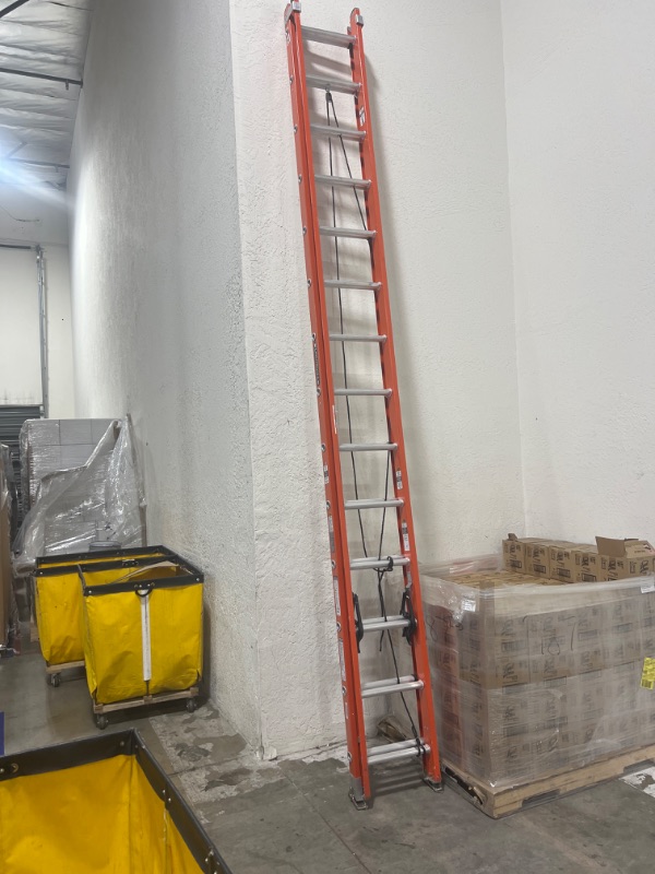 Photo 2 of Louisville Ladder Fiberglass Extension Ladder, 28 feet, 300-pound duty rating, Type IA, FE3228,Orange 28 Feet Ladder