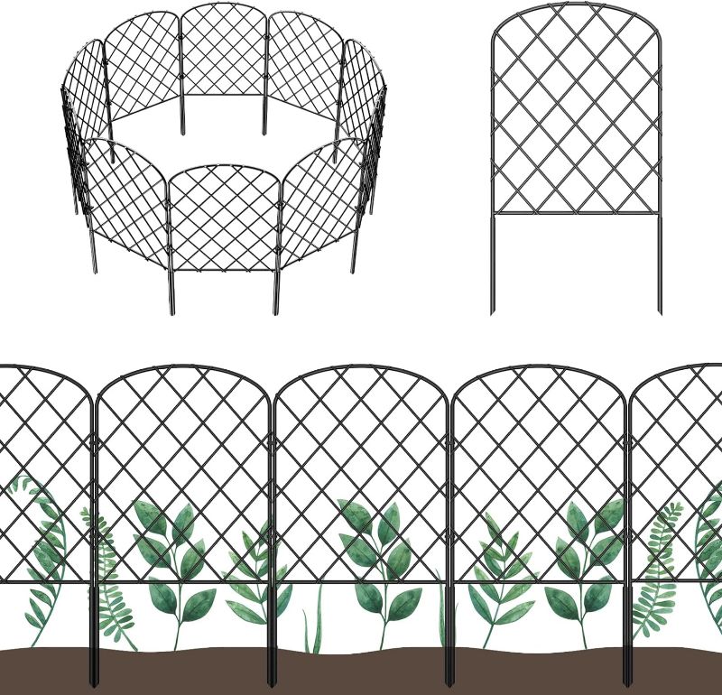 Photo 1 of  10 Pack Decorative Garden Fence, Total 10ft(L) x 24in(H) Animal Barrier Border, Rustproof Metal Wire Section Edging Fencing Panel for Outdoor Patio...
