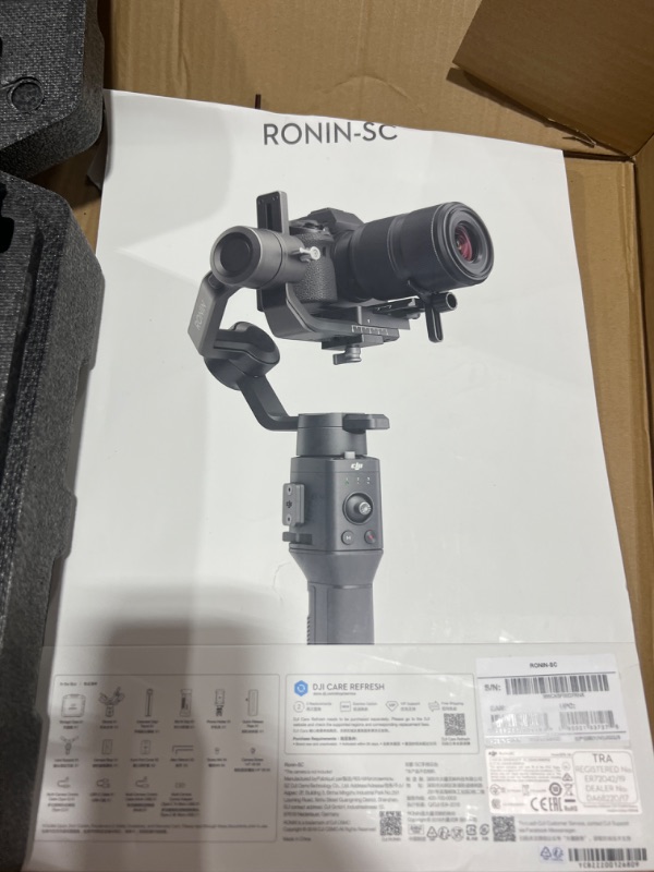 Photo 3 of DJI Ronin-SC - Camera Stabilizer, 3-Axis Handheld Gimbal for DSLR and Mirrorless Cameras, Up to 4.4lbs Payload, Sony, Panasonic Lumix, Nikon, Canon, Lightweight Design, Cinematic Filming, Black