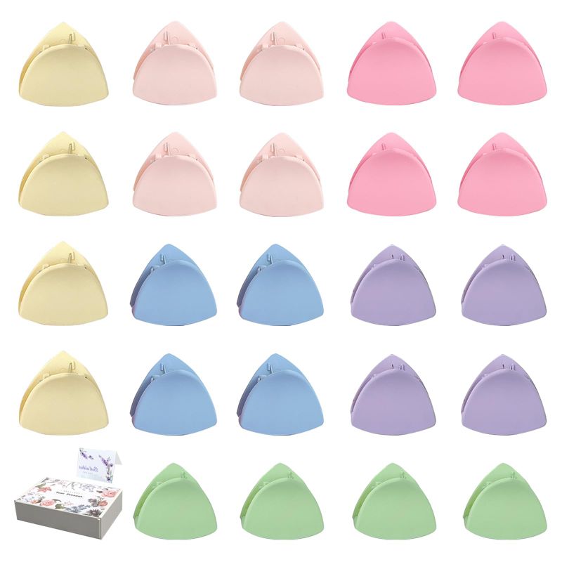 Photo 1 of (2 pack) Kawfle 24 PCS Small Hair Claw Clips, 1.26" Mini Cute Matte Triangles Clips 