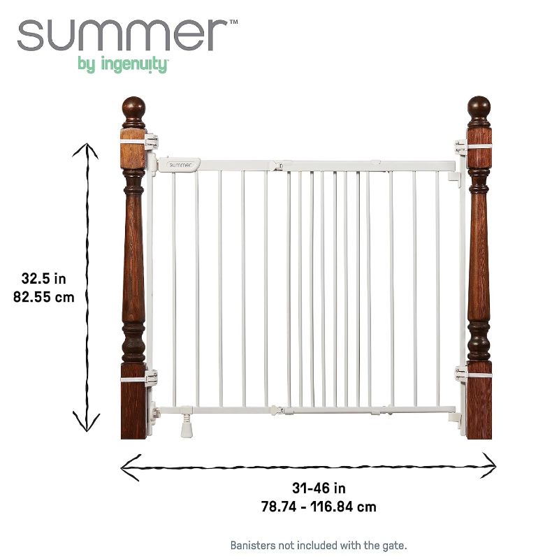 Photo 1 of 
Summer Infant Metal Banister & Stair Safety Pet and Baby Gate,31'-46' Wide, 32.5' Tall, Install Banister to Banister or Wall or Wall to Wall...